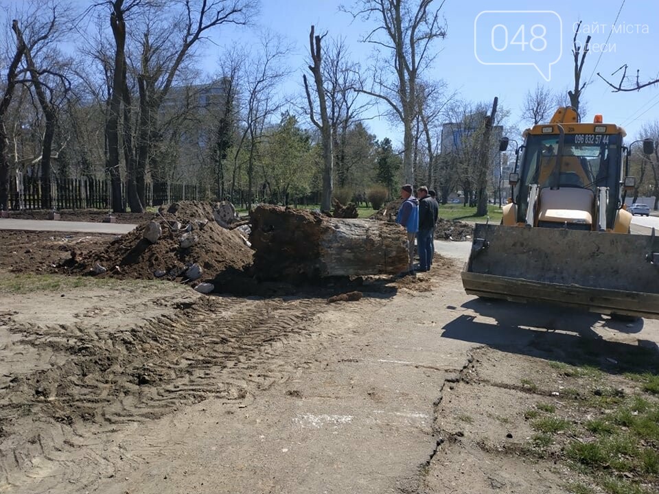 Демонтаж "Памятника мертвым деревьям" на Французком бульваре