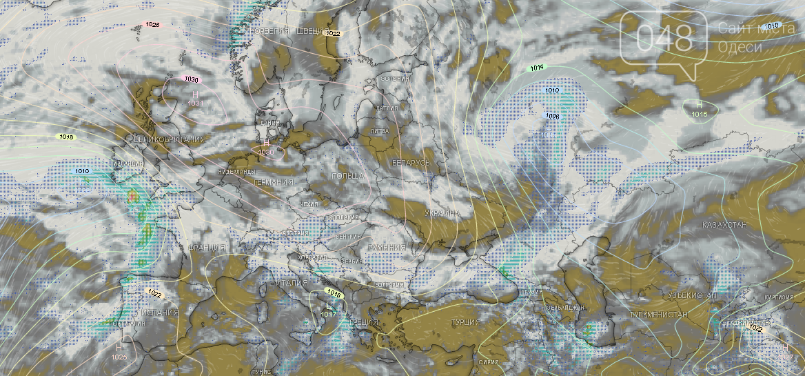 Облачность в Европе 30 октября