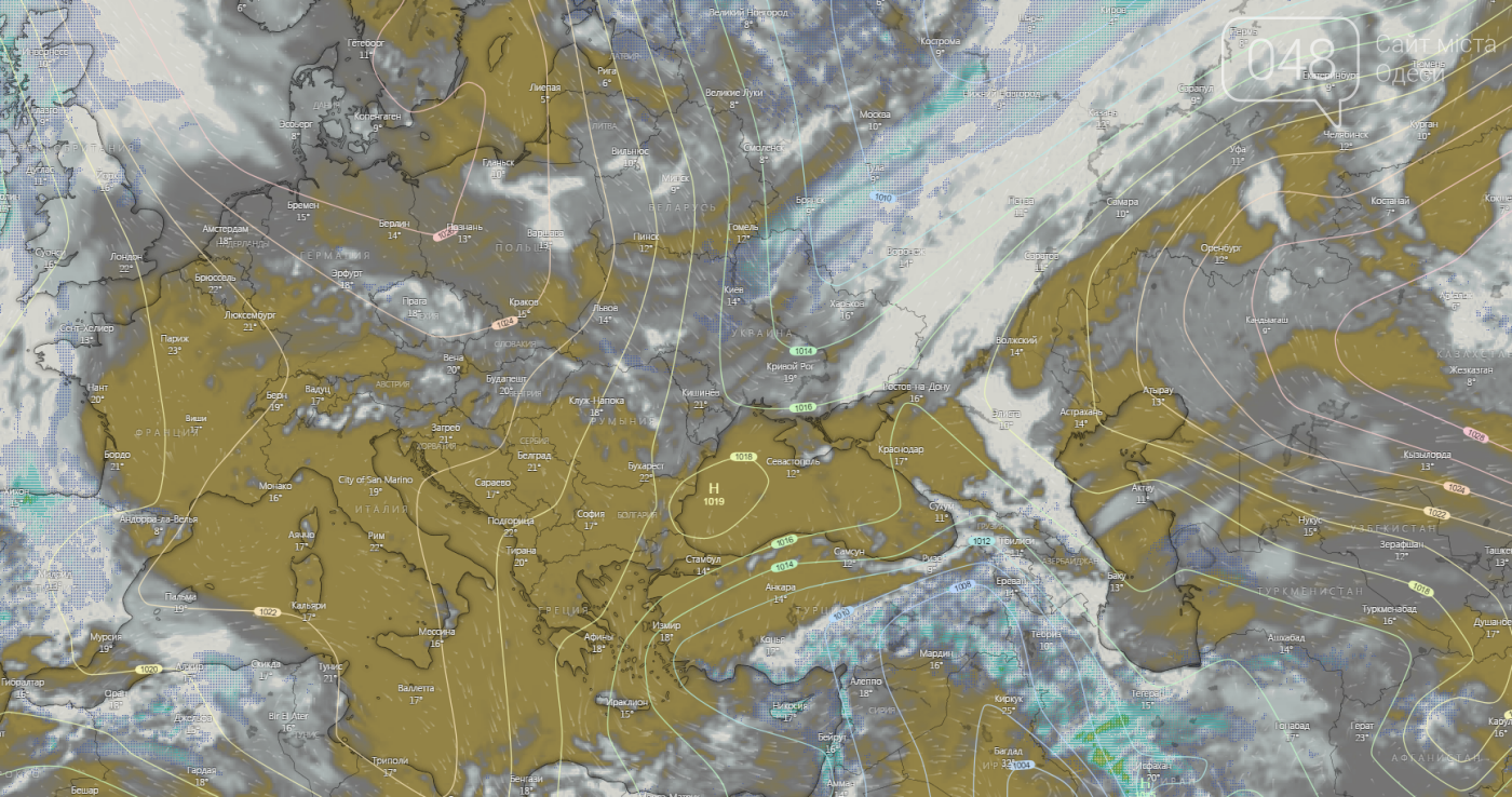 Переменная облачность в Одессе 10 апреля.
