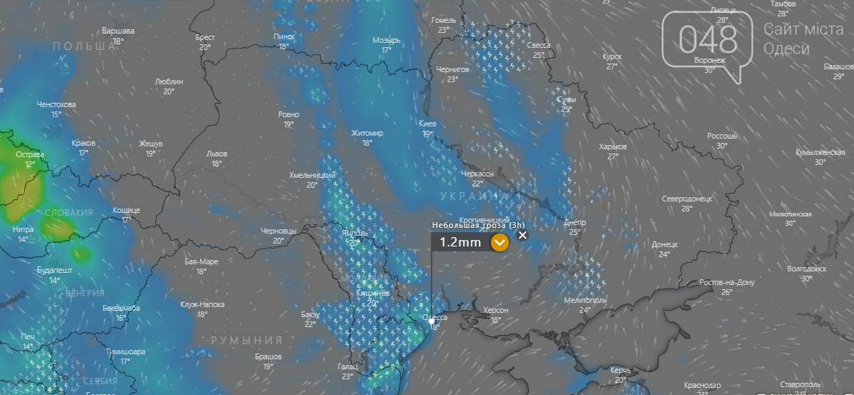 Погода в Одессе сегодня.