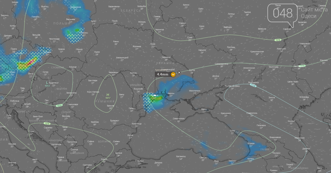 Погода в Одессе сегодня.