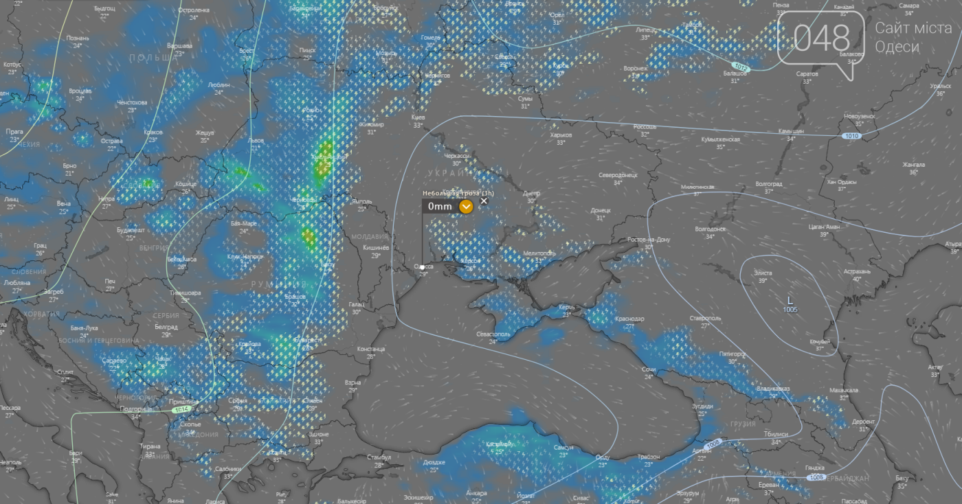 Погода в Одессе сегодня.