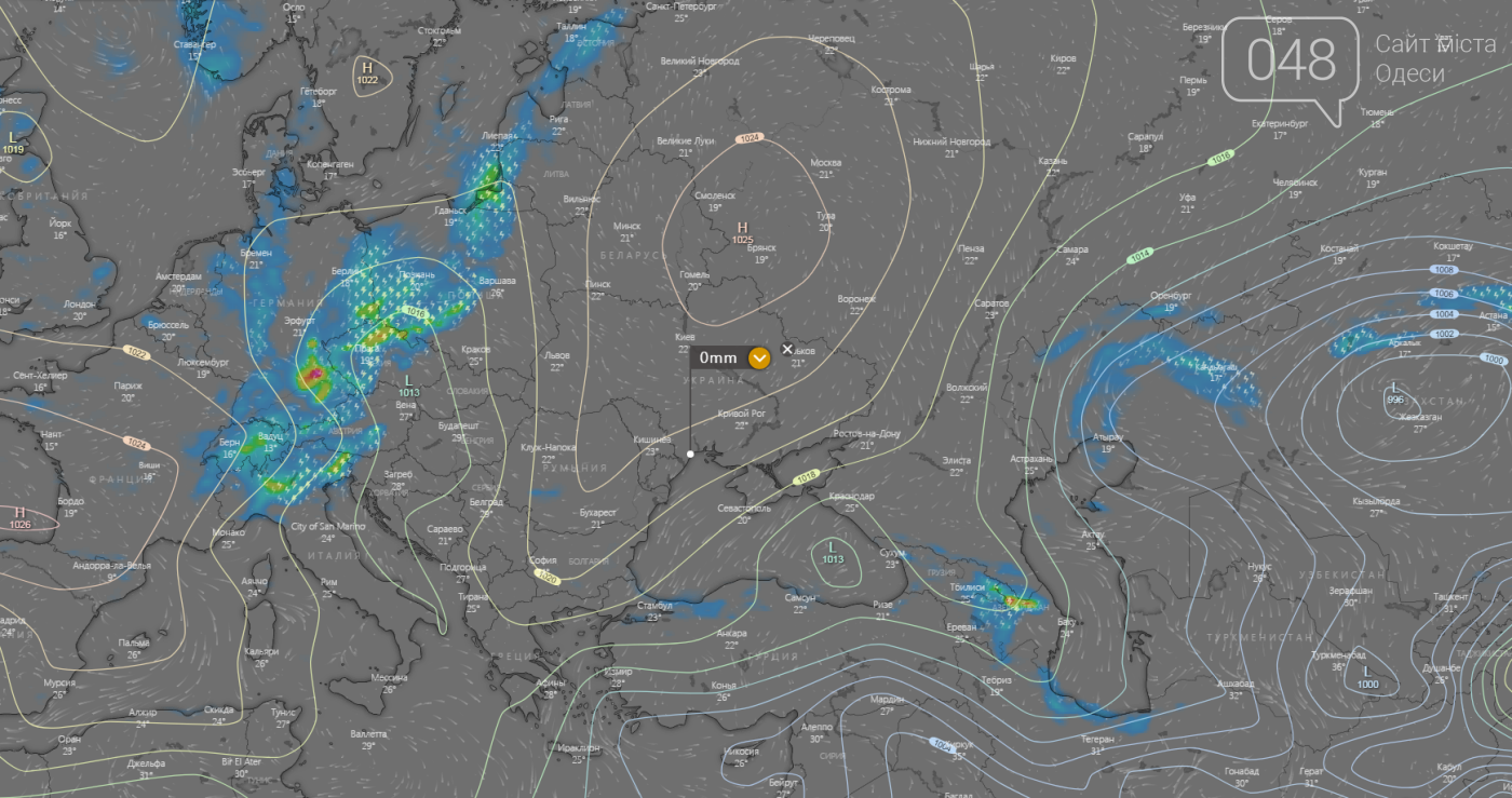 Погода в Одессе сегодня.