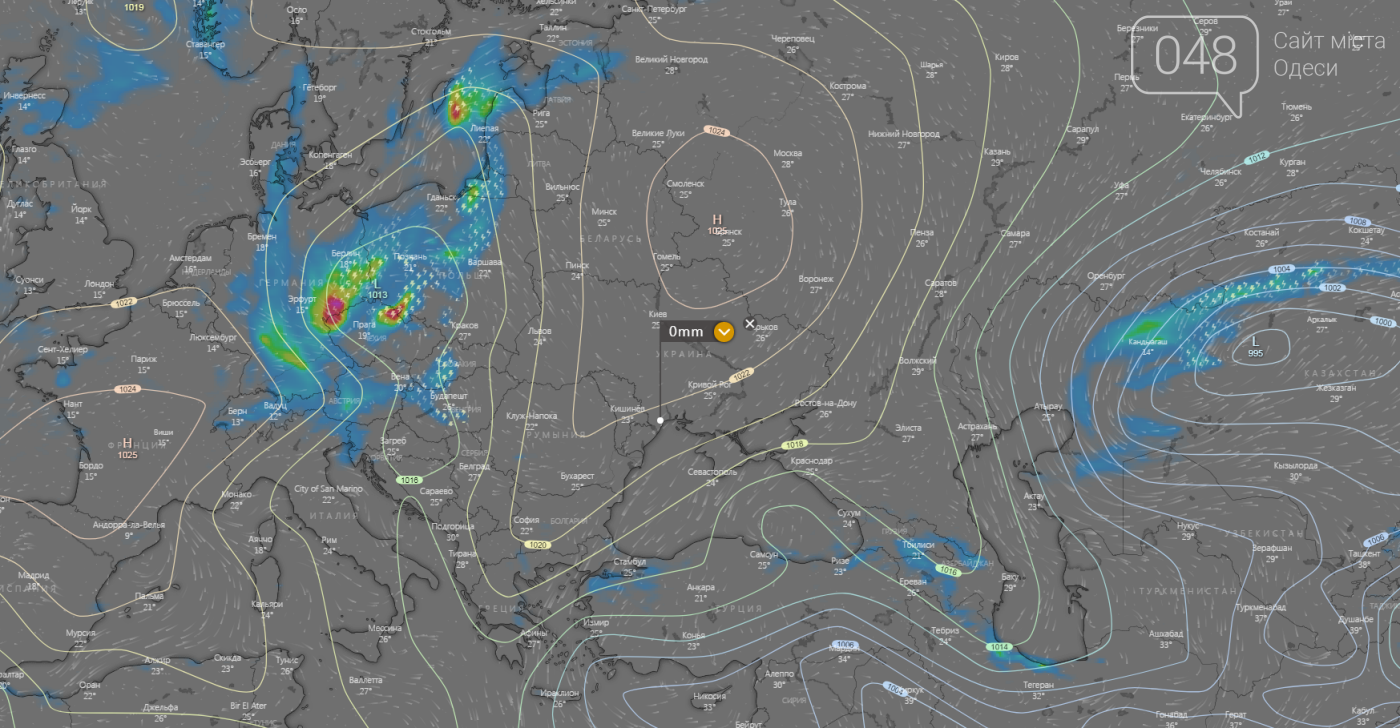 Погода в Одессе сегодня.