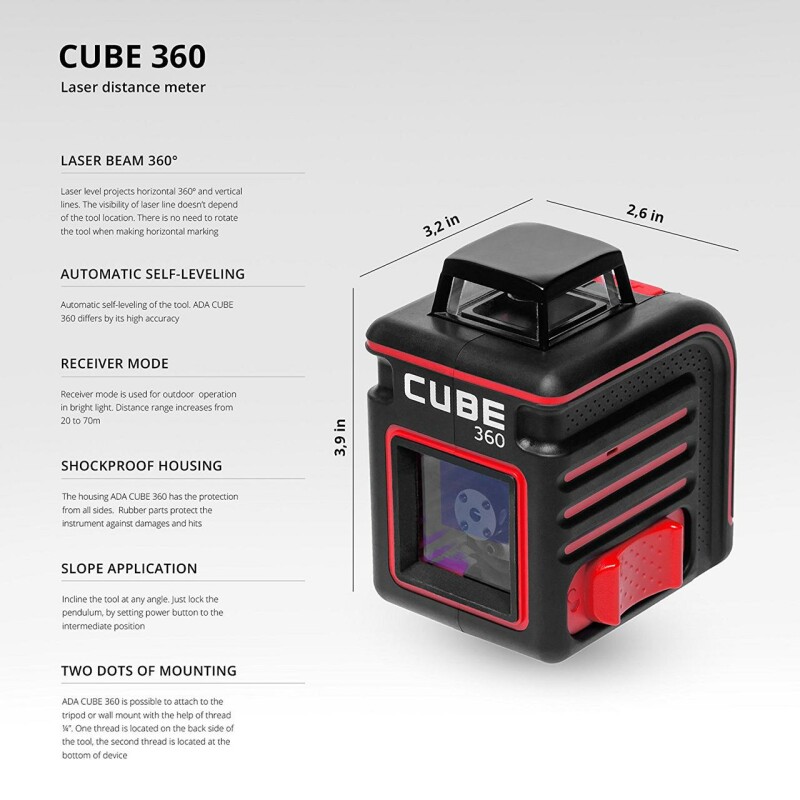 Лазерный уровень CUBE 360 PROFESSIONAL EDITION ADA А00445 - Изображение 9