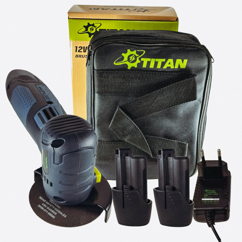 Аккумуляторная безщеточная угловая шлифовальная машина TITAN PAG0312B минирезак (2 х 2.0 Ач+ЗУ) - Изображение 9