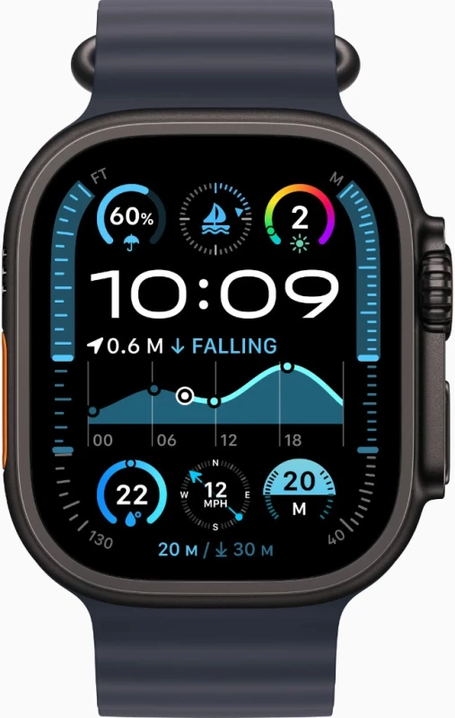 Apple Watch Ultra 2 GPS + Cellular 49mm Black Titanium Case w. Navy Ocean Band (MYTC3+MYPA3) - Изображение 1