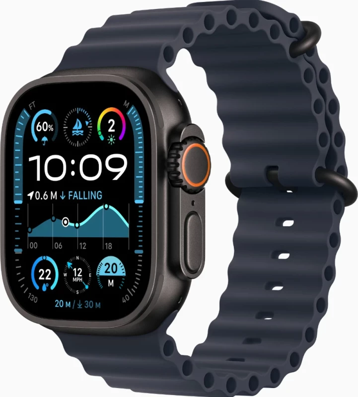 Apple Watch Ultra 2 GPS + Cellular 49mm Black Titanium Case w. Navy Ocean Band (MYTC3+MYPA3)