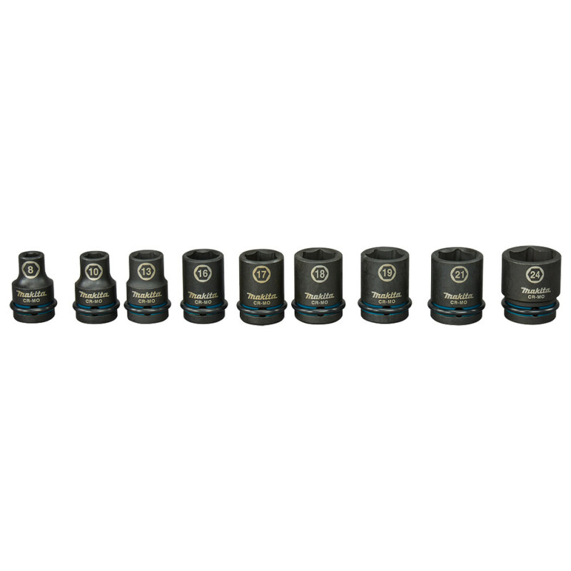 Набор ударных головок Makita Impact Black  9 шт. (8, 10, 13, 16, 17, 18, 19, 21, 24 мм) (E-16564) - Изображение 2