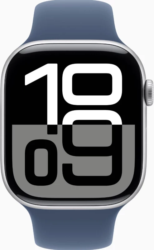 Apple Watch Series 10 GPS 46mm Silver Alu. Case w. Denim Sport Band - S/M (MWWL3) - Изображение 1
