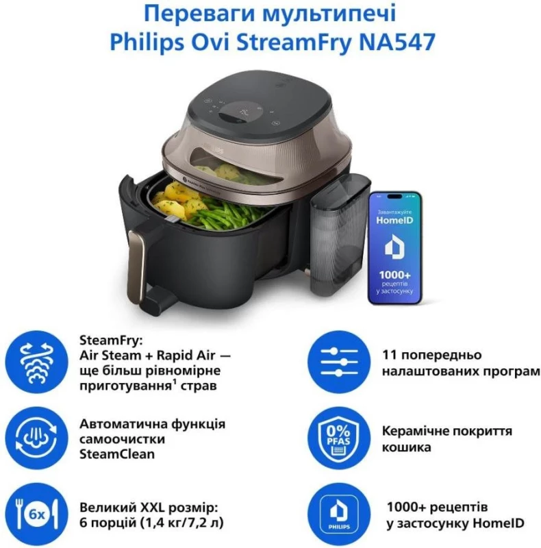 Мультипечь Philips Series 5000 OVI SteamFry NA547/07 - Зображення 1