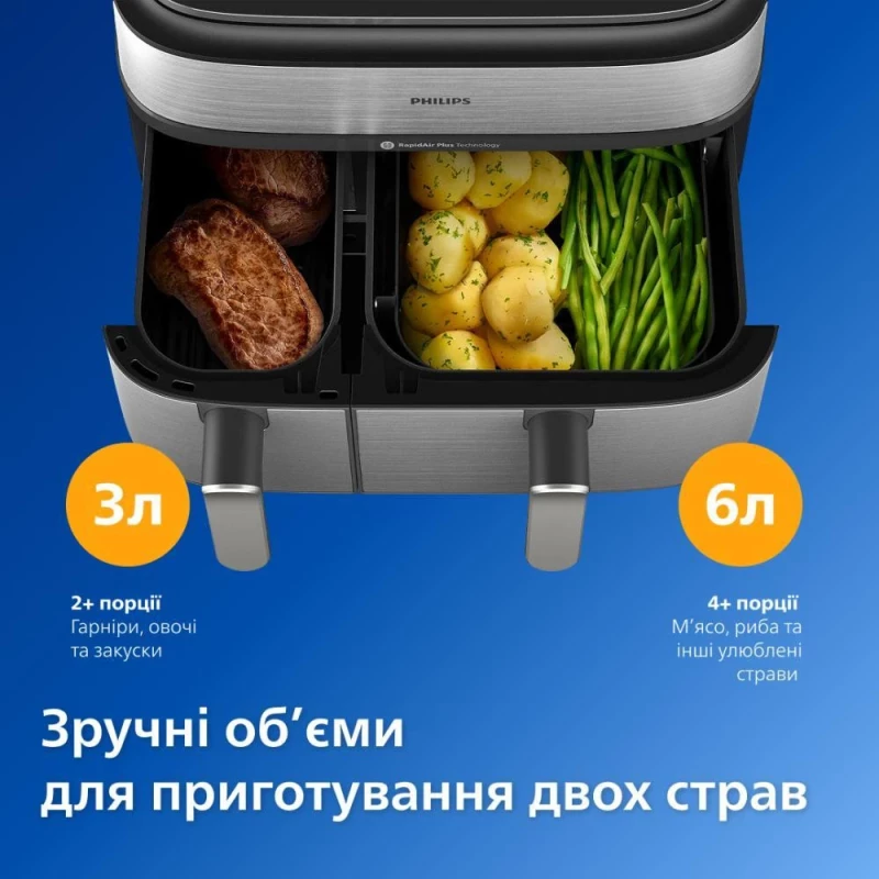 Philips Dual Basket Airfryer 5000 Series NA555/00 - Зображення 3