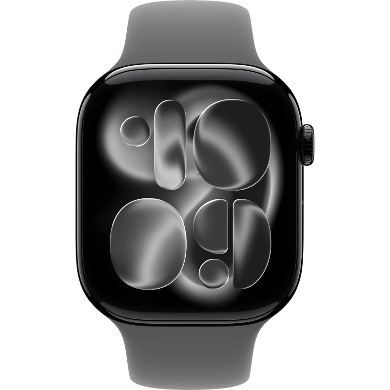 Apple Watch 11 GPS 46mm Jet Black Aluminum Case with Stone Grey Sport Band M/L (MEW84+MXLY3) - Изображение 1