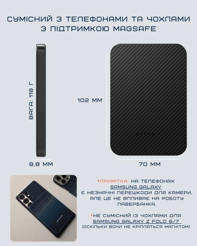 Pitaka Aramid 5000 mAh Twill Black/Grey (PBQ2401) - Зображення 5