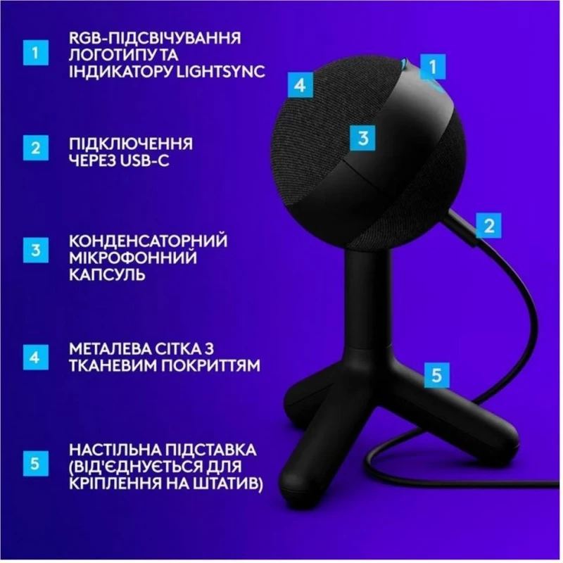 Logitech Yeti ORB RGB Black (988-000551) - Зображення 5