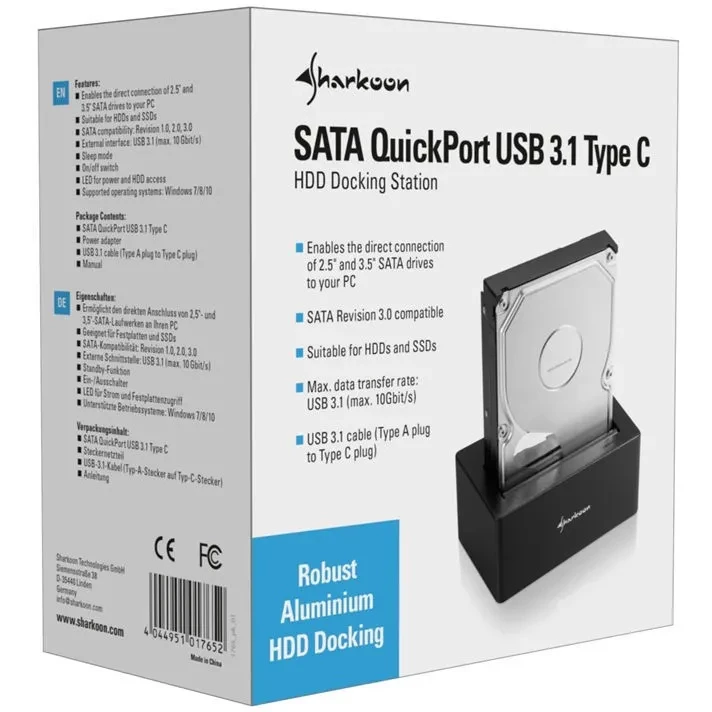 Sharkoon SATA QuickPort USB 3.1 Type C - Изображение 2