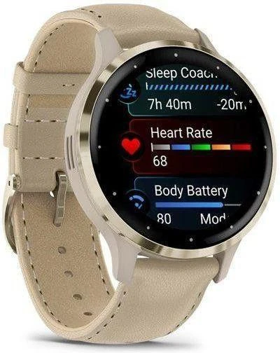 Смарт-часы Garmin Venu 3S Soft Gold S. Steel Bezel w. French Gray Case and Leather Band (010-02785-55) - Изображение 2