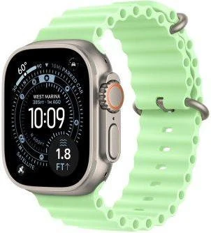 ремешок Apple Neon Green Ocean Band Natural Titanium Finish для Watch 44/45/46/49mm (MGCF4) - Изображение 1