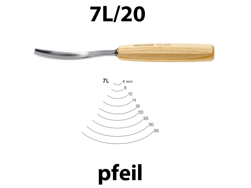 Стамеска полуклюкарза полукруглая Pfeil 7L/20 - Зображення 1
