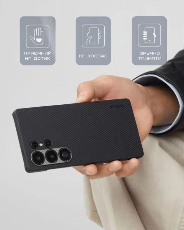 Чехол для смартфона Pitaka Ultra-Slim Case Classic Twill 600D Black/Grey for Samsung Galaxy S25 Ultra Black/Grey (KS2501U) - Изображение 1