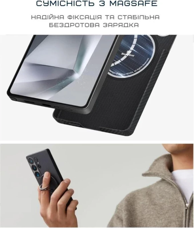 Чехол для смартфона Pitaka Ultra-Slim Case Classic Twill 600D Black/Grey for Samsung Galaxy S25 Ultra Black/Grey (KS2501U) - Изображение 3