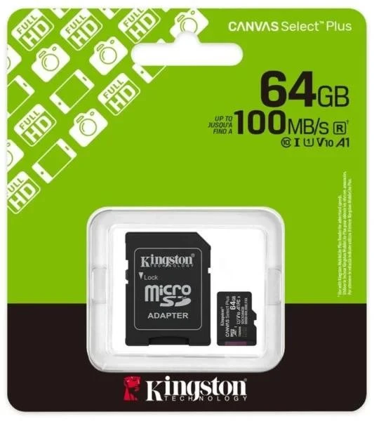Kingston 64 GB microSDXC Canvas Select Plus Gen3 A1 + SD-Adapter SDCS3/64GB (UA) - Изображение 1