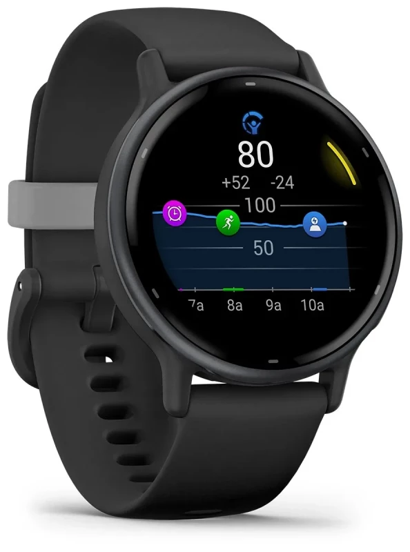 Garmin vivoactive 5 Slate Aluminum Bezel with Black Case and Silicone Band (010-02862-10/50/5A) - Зображення 2