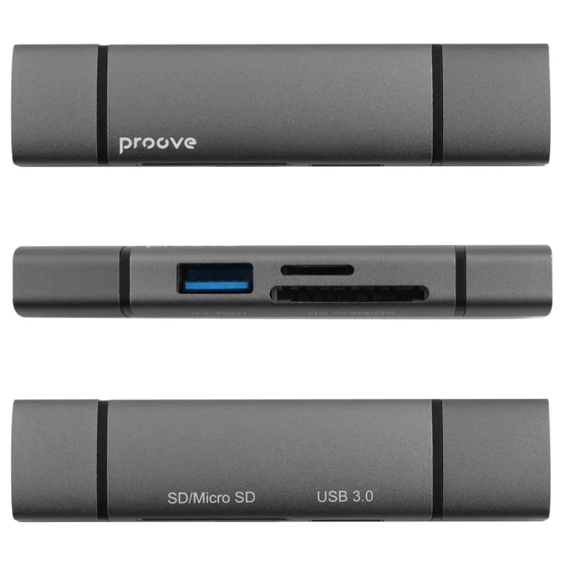 Картридер Proove Arc Link 3 in 1 (USB3.0 + SD Card + Micro SD Card) (silver) (HBAL00210014) - Зображення 3