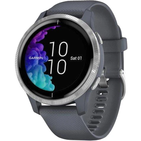 Спортивные часы Garmin Venu Silver Stainless Steel Bezel w. Granite Blue and Silicone B. (010-02173-01/03) 010-02173-03 - Изображение 1