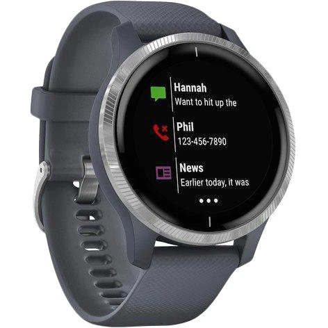Спортивные часы Garmin Venu Silver Stainless Steel Bezel w. Granite Blue and Silicone B. (010-02173-01/03) 010-02173-03 - Изображение 2