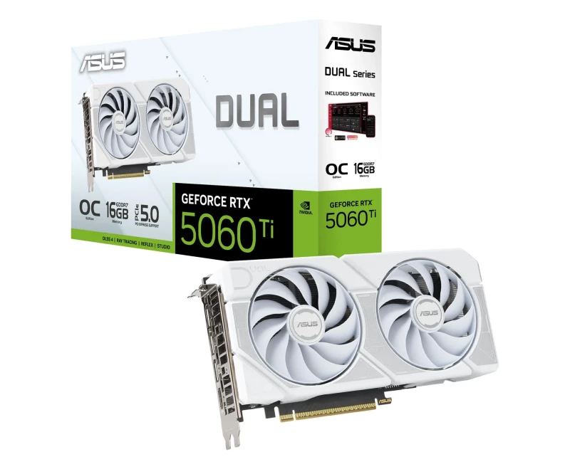 ASUS GeForce RTX 5060 Ti Dual OC White 16GB GDDR7 DLSS4 (DUAL-RTX5060TI-O16G-WHITE) EU