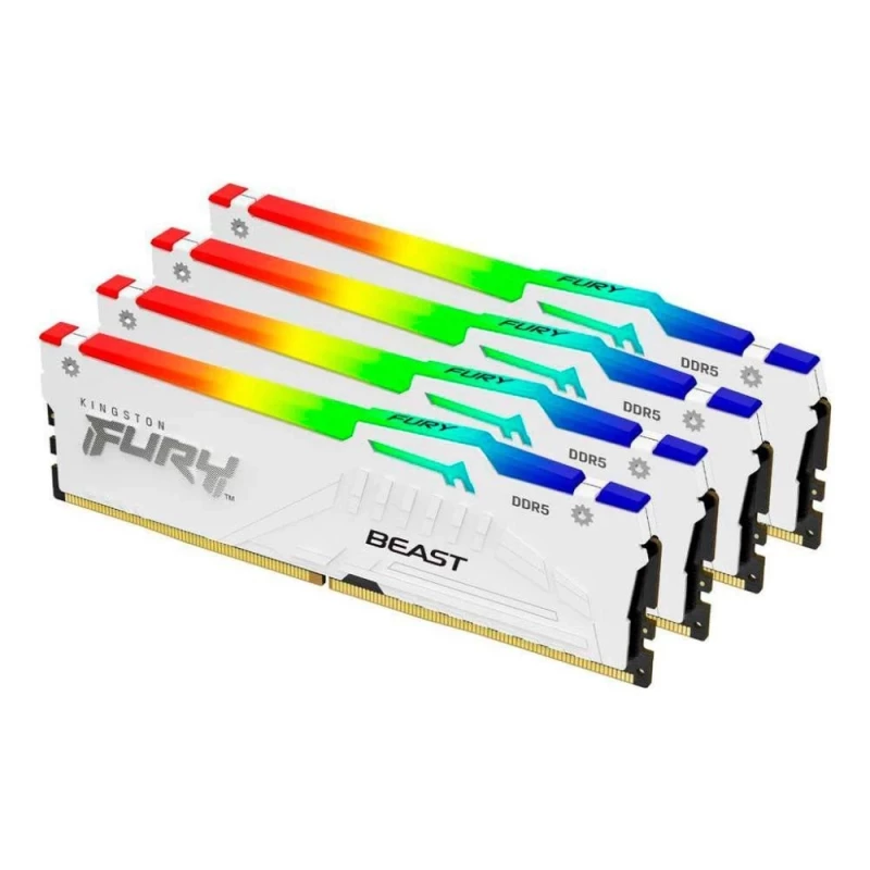Kingston FURY 128 GB (4x32GB) DDR5 5600 MHz Beast White RGB (KF556C40BWAK4-128) - Зображення 1