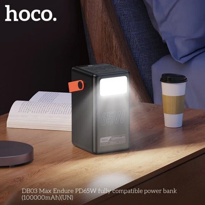 HOCO 100000mAh Max Centurion PD/65W, QC, LED Lamp, Black (DB03 / 714722) (UA) - Изображение 6