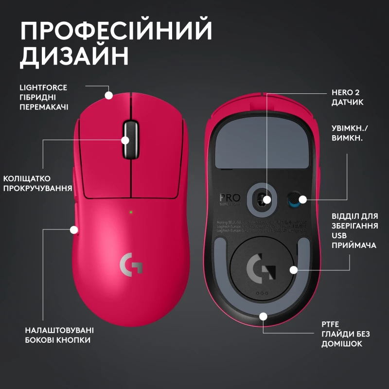 Logitech G Pro X Superlight 2 Lightspeed Wireless Magenta (910-006797) (UA) - Изображение 9