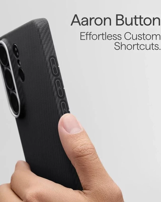 Чехол для смартфона Pitaka Edge Ultra-Slim Case with Aaron Button for Samsung Galaxy S26 - 600D Black/Grey [Twill] (KS2601) - Зображення 1