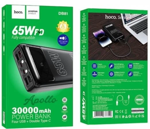 Hoco DB81 Apollo 65W 30000mAh Black (6942007637749) (UA) - Зображення 1
