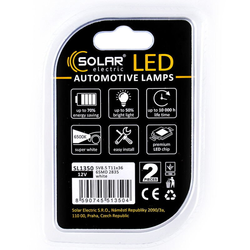 Светодиодные лампы 12V T11x36 6SMD 2835 Solar комплект 2 шт SL1350 - Изображение 2