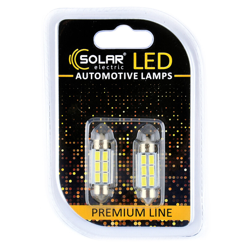 Светодиодные лампы T11x36 12V 6 SMD 5730 CANBUS комплект 2шт Solar (SL1360) - Изображение 1