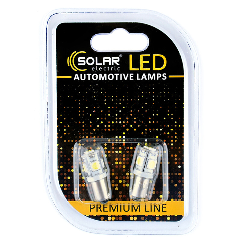 Светодиодные лампы T8.5 BA9s 12V 5 SMD 5050 белый свет Solar для авто SL1331 - Изображение 1