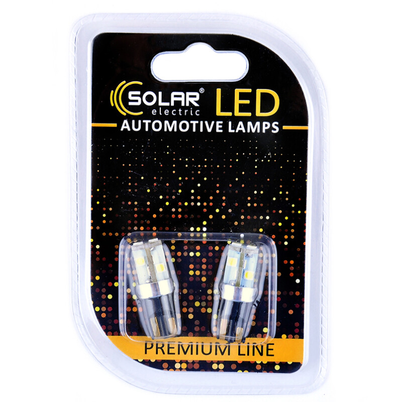 Светодиодные лампы 12V T10 10 SMD 3030 CANBUS 250 люмен комплект 2шт Solar (SL1342) - Изображение 1