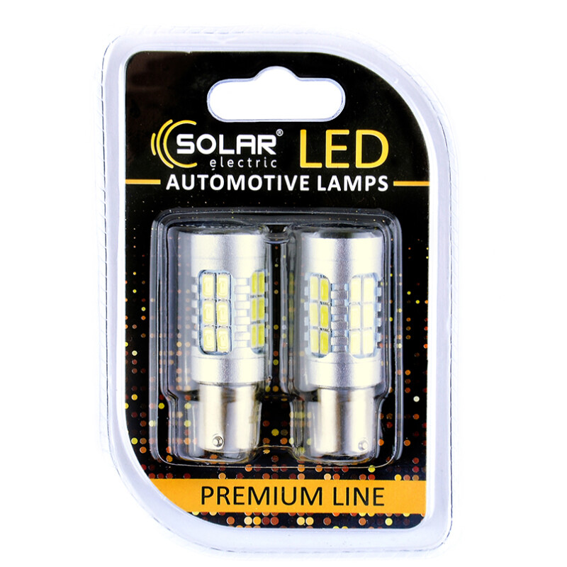 Светодиодные лампы P21W 27 SMD 2835 CANBUS 12V 24V Non-Polarity Solar комплект 2шт SL1395 - Зображення 1