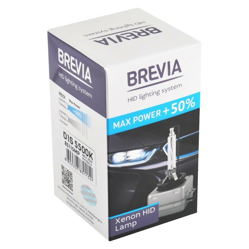 Ксеноновая лампа D1S Brevia 5000K с повышенной яркостью на 50 процентов 1 штука (85115MP) - Зображення 1