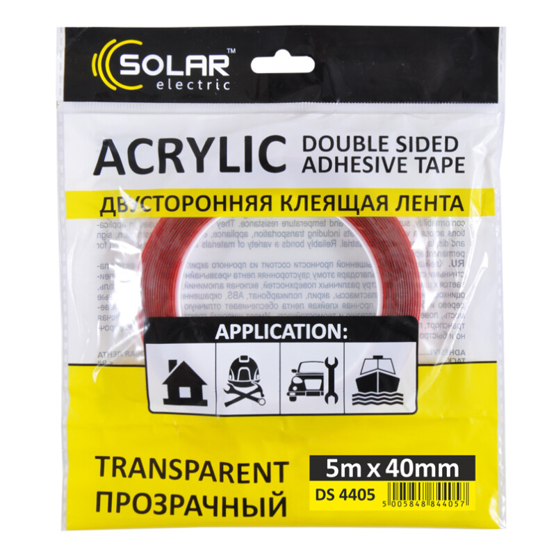 Двусторонний прозрачный монтажный скотч Solar Acrylic 40мм х 5м VHB (DS4405) - Изображение 1