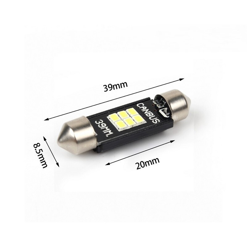 LED софитные лампы Canbus 250 люмен T11 39мм Carlamp для подсветки (SJ-K6-39мм) - Зображення 1