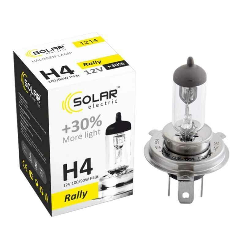 Галогенная лампа H4 Solar Rally 12V с повышенной яркостью на 30 процентов 1шт (1214)