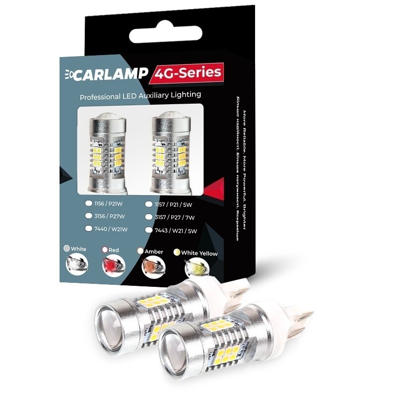 Светодиодные лампы красные Carlamp 4G-Series W21W T20 для авто вспомогательное освещение (4G21/7440Red)