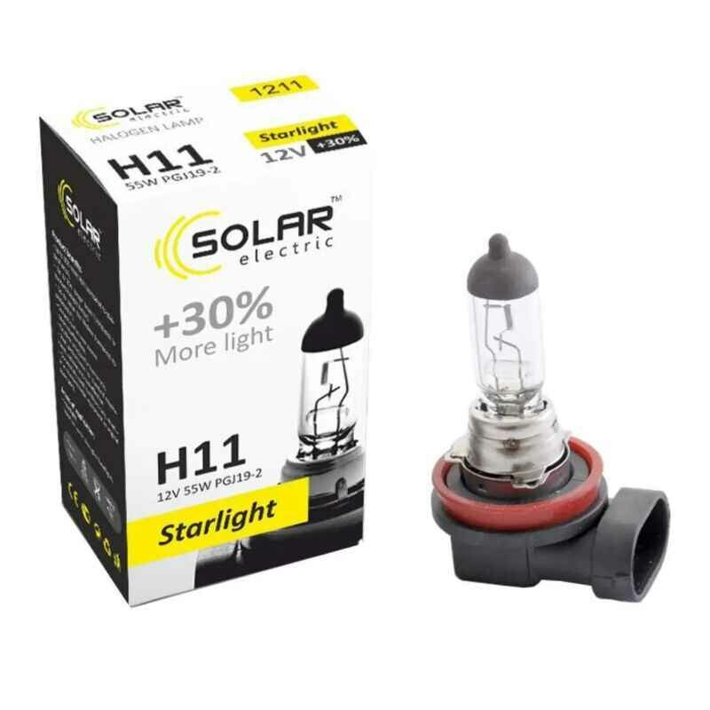 Галогеновая автолампа H11 Solar 12V для фар 1 штука (1211)