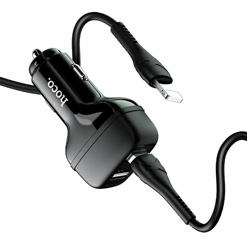 Автозарядка Hoco Leader 2USB 2.4A чёрная для автомобиля универсальная (Z36) - Зображення 3