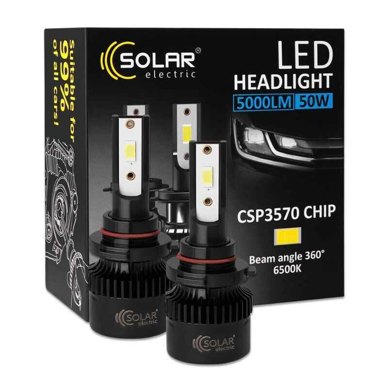 LED автолампы HB3 9005 Solar 12V 24V 50W 5000Lm 6500K CSP3570 комплект 2шт (8505S2)