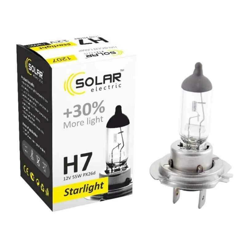 Галогеновая автолампа Solar H7 12В повышенная яркость на 30 процентов 1шт (1207)